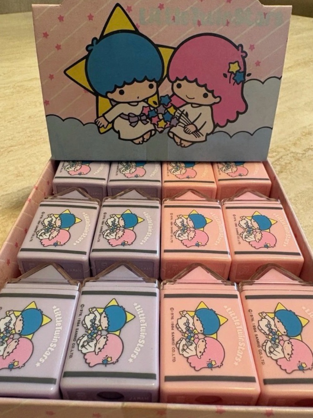 Rare New Old Stock 1984 Sanrio Little Twin Stars Vintage Eraser 24pc set w box